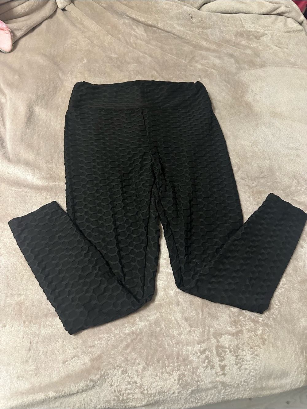 0XL Black Textured Leggings